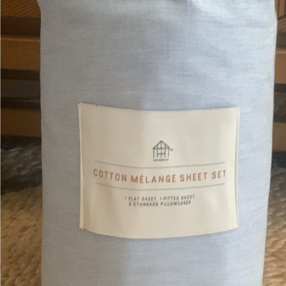 Cotton Mélange Sheet Set - Light Blue